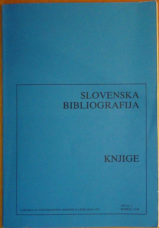 Slovenska bibliografija: Knjige 1-610, 1993 št.1